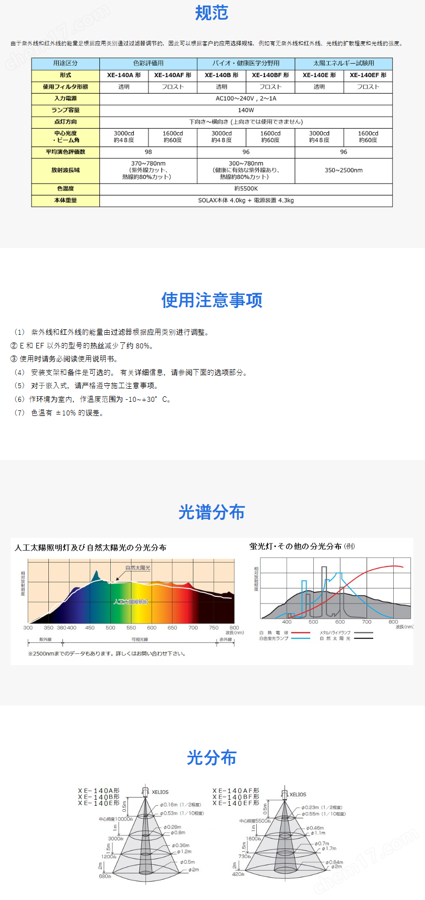 日本SERIC佐理克人造太陽(yáng)能燈光源