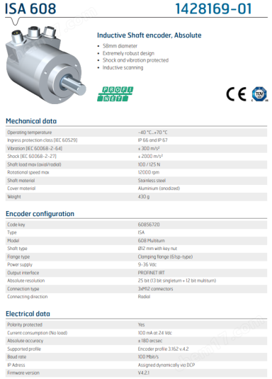 1428169-01 ISA 608帶鍵螺母感應(yīng)軸編碼器