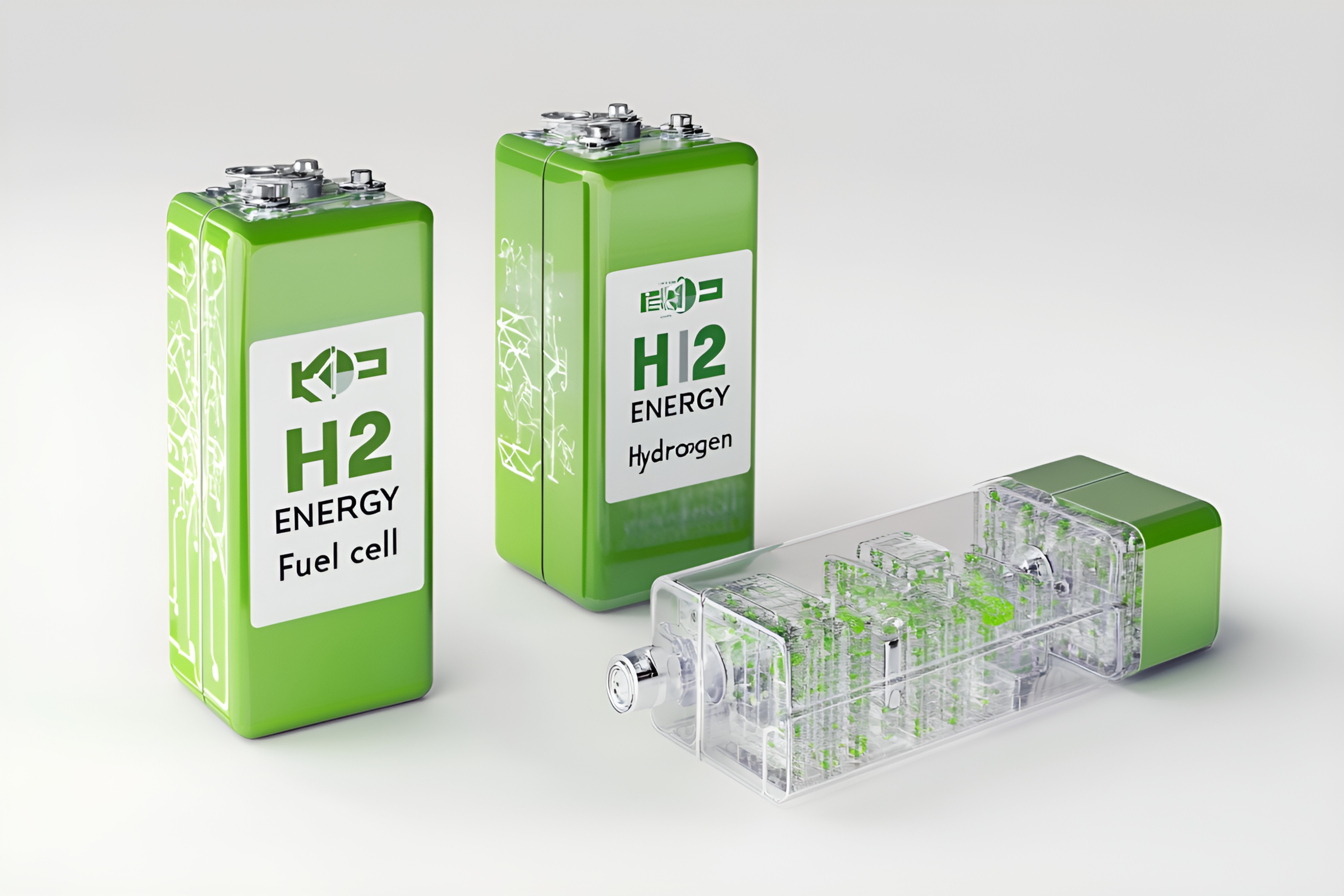 簡約風(fēng)透明元素綠色氫燃料電池H2 ENERGY插畫(商業(yè)使用)