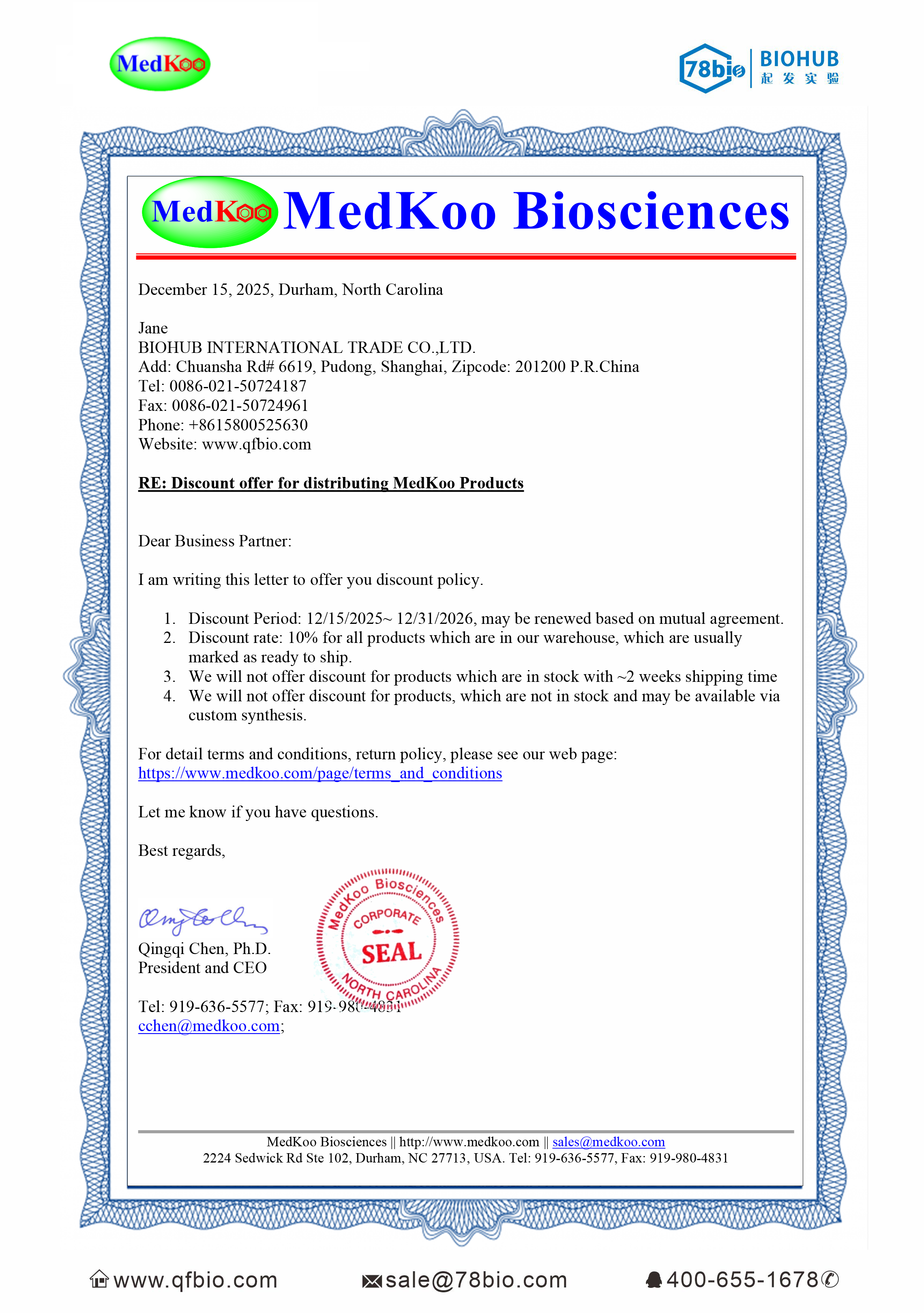 MedKoo Biosciences代理商 2026授權(quán)代理-上海起發(fā)